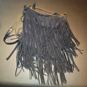 Black cross body bag with tassels